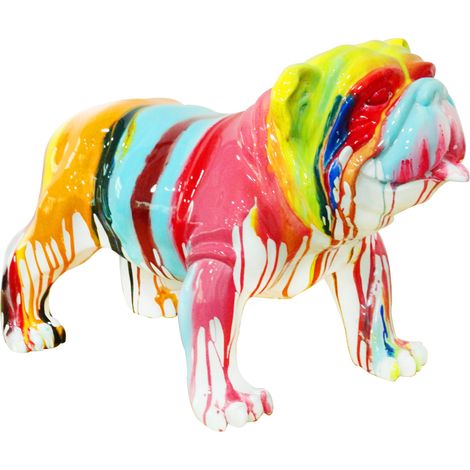 Dekorative Hundfigur Bulldogge Kuatéh aus Polyresin 61x32x38 cm Mehrfarbig