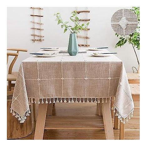 nappe Rectangulaire En Coton Lavable Kaki (140x220cm), Nappe Rectangulaire En Lin De Coton, Dcoration, Pour Nappe De Cuisine Domicile (1/4)