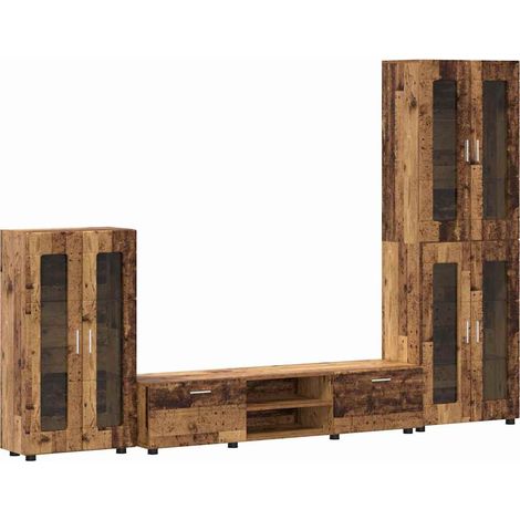 TV Cabinet Set with Shelf FLORIN 3 pcs Old Wood Engineered Wood vidaXL