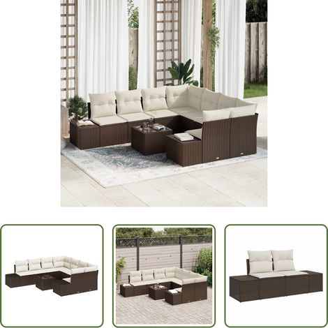 vidaXL Poly-Rattan -  Sofa Set mit Kissen 9 pcs Braun Poly Rattan (1/5)