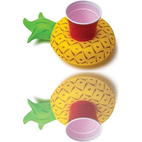 Porte-gobelet gonflable en forme d'ananas, canette flottante pour piscine en mer -