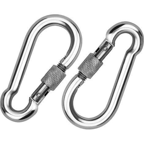 2 Pièces 304 Mousqueton en INOX, Mousqueton à Vis en Acier INOX, Mousqueton en Acier INOX, pour Accrocher des Cordes, des Chanes, des Ceintures, des Cables (1/5)