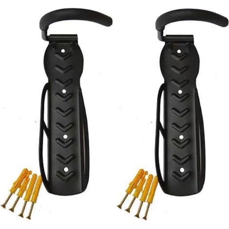 2 ganchos de acero para bicicletas, para montaje en pared, soportan hasta 28 kg, antideslizantes, para garaje o balcón. (1/5)