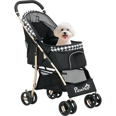 Chariot pour animaux avec 2 portes Grillage de rangement pour fenêtres Corde de sécurité 80x44,5 x 97 cm Noir