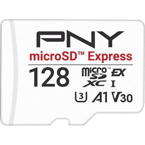 Carte mémoire microSDXC PNY microSD™ Express - 128 Go - UHS-I U3 V30 A1 - 890/550 Mo/s (1/5)
