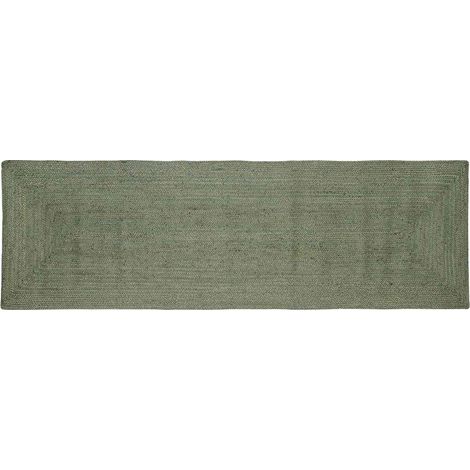 vidaXL Tapis de surface Rectangulaire Vert olive 80 x 250 cm Jute