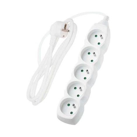 Cable alargador de 5 tomas, blanco, 3 m (1/4)