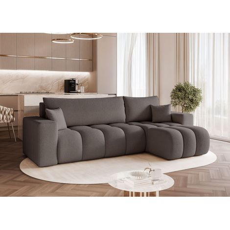 Ecksofa Schlafsofa Sofa ANABEL in Stoff Centaur Dunkelgrau Ottomane Rechts (1/5)