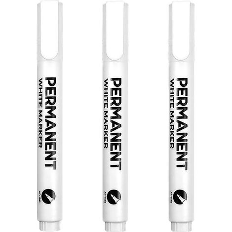 3 Marqueurs Blancs Permanent, Largeur de Trait 2 mm, Marqueurs Permanents pour Peinture sur Tissu, pour Pneu, Galets, Céramique, Toile Verre, Metal, Textile Indelebile (1/5)