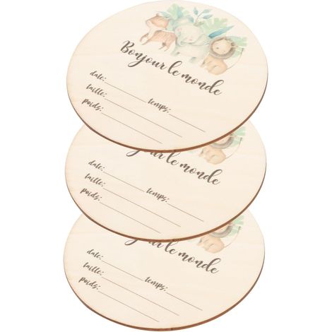 Lot de 3 panneaux décoratifs ronds en bois pour annoncer une (1/5)