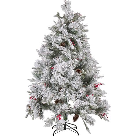 Árbol de Navidad verde material sintético 180 cm efecto nieve planta artificial decoración hogar Masala