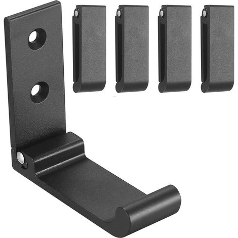 Gancho Plegable - 90° Plegable - Para Toallas y Abrigos - Ideal para Cocina Baño y Pared - Negro - Pack de 5 (1/5)