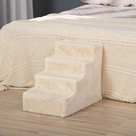 Escalier pour chien à 4 marches escalier pour chat échelle antidérapante housse amovible et lavable 60 x 35 x 44cm beige