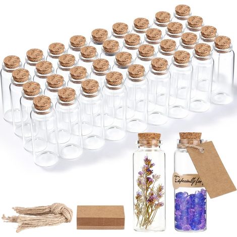 Mini-Glasfläschchen mit Korken, 36 x 40 ml, kleine Gläser mit Korken, Reagenzgläser mit Korken, verschlossene Glasfläschchen mit Korken für Süßigkeiten, Trockenblumen und Aufbewahrungsgläser für Sand  (1/5)