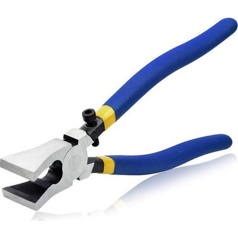 Pince à briser pour verre - Mâchoires plates dentelées avec vis réglables de 20,3 cm - Pince robuste pour travail de vitrail - Outil de rupture de mosaïque durable (1/5)
