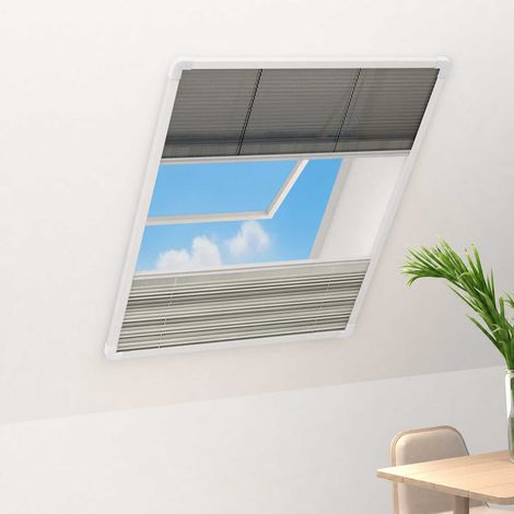 141131 vidaXL Insect Plisse Screen Window Aluminium 160 x 80 cm with Shade (1/5)