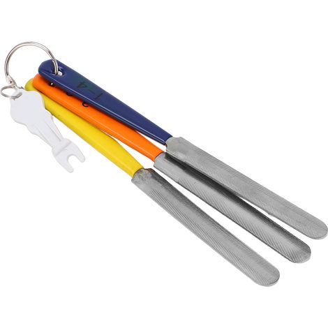 Lime à sillet double face, lame de coupe conique, manche confortable, outil de guitare pour le rainurage (lot de 3). (1/5)