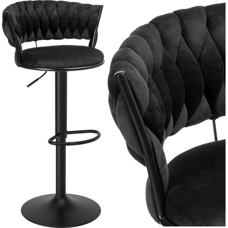 Tabouret de bar Tresso en velours noir (1/5)
