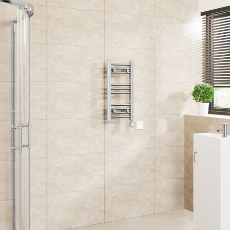 Touch Screen Thermostatic Towel Rail Curved Chrome 600x300mm