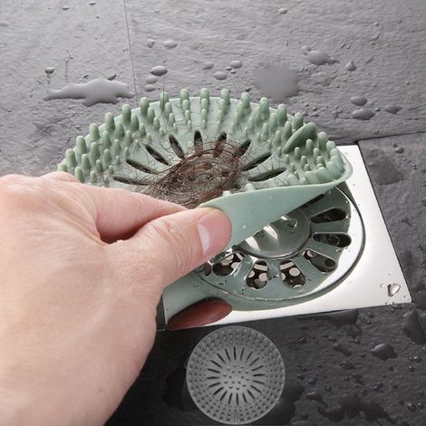 Tapón de desagüe de ducha de silicona anticabello, fácil de instalar y limpiar, para bañera, baño y cocina (azul) - Azul...
