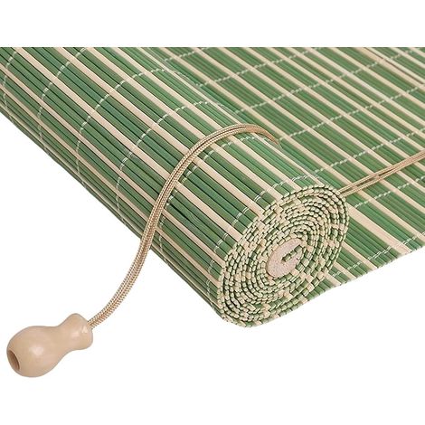 70% Blackout Store Bambou Intérieur Exterieur Enrouleur Naturel Vénitien en Bois pour Fenêtres Jardins Intimité Anti-UV 60 95 100 110 125 140 150 160 175 180cm Personnalisé Vert -