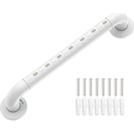 Barre d'appui WC, barre d'appui salle de bain, douche avec cercle lumineux - avec bride de couverture, 48 cm (1/5)