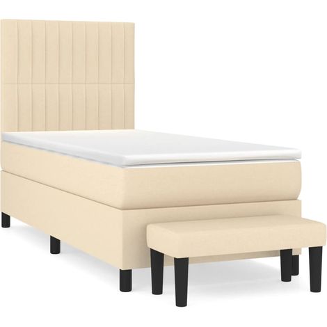 Maison Exclusive - Cama box spring con colchón tela color crema 9 (1/5)