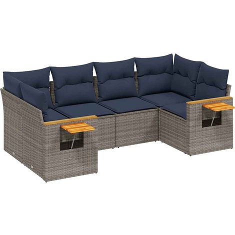 Maison Exclusive - Set Divani da Giardino 6 pz con Cuscini Grigio in Polyrattan (1/5)