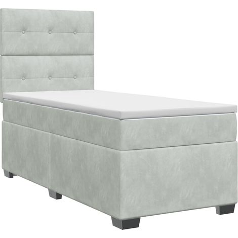 Boxspringbett mit Matratze mit Kopfteil Hellgrau Einzeln Samt vidaXL (1/5)