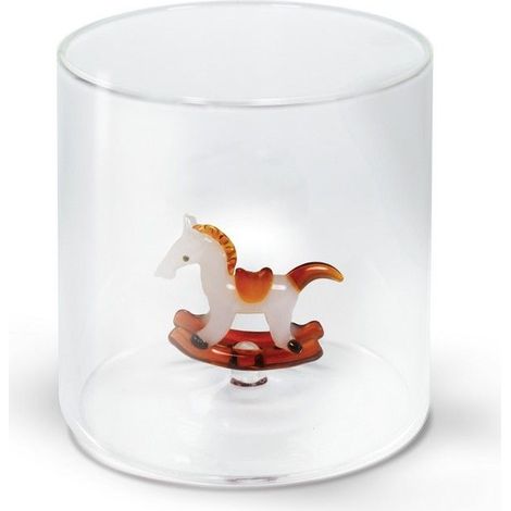 WD LifeStyle Bicchiere Vetro Borosilicato Cc 250 ml Decoro Cavallo a Dondolo (1/2)