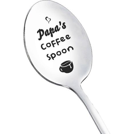 Cuillère gravée en acier inoxydable - Cadeau pour la fête des pères - Ustensile de cuisine - Cuillère à glace gravée - Cuillère à soupe/raviolis-style A