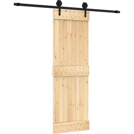 Schiebetür Natürlich und Schwarz 70 x 210 cm Massivkiefer vidaXL