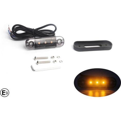 Feu De Gabarit - Led Orange - Ip67 - 12 V 24 V - Pour Camion Remorque Caravane - 30 Cm Câble - 83 7 X 24 2 X 10 6 Mm
