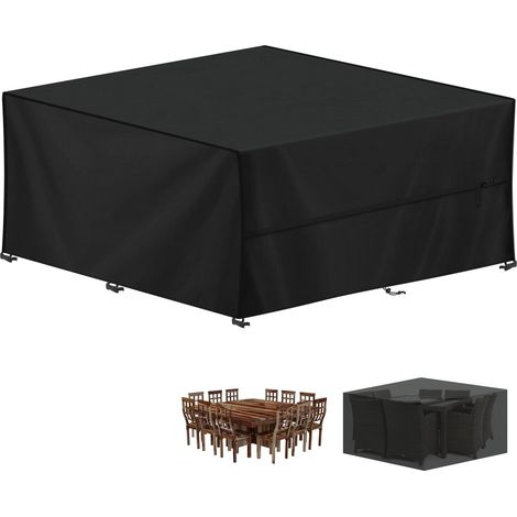 Housse Salon de Jardin 300x300x100cm Housse Table Jardin Imperméable  Housses de Protection pour Meubles de Jardin, 420D Tissu Oxford Bache Salon de Jardin Exterieur, Anti-UV, Carré (1/5)
