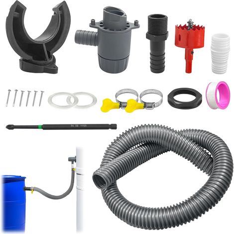 Recuperateur D Eau de Pluie, Collecteur d'eau de Pluie, pour Tuyau de Descente Ø 75-110mm, Récupérateur Eau de Pluie pour Surfaces de Toit Jusqu'à 80 m² (Gris) (1/5)