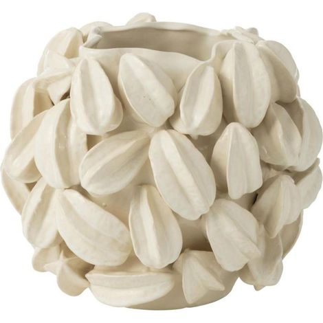 Vase Déco en Argile "Fève de Cacao" 31cm Beige (1/2)