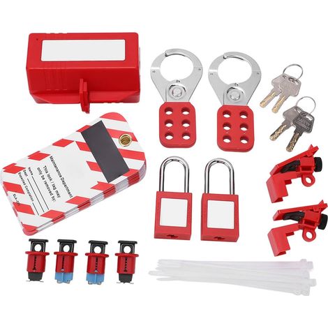 Kit de consignation et d'étiquetage, complet pour la consignation de disjoncteur électrique, cadenas sûrs et faciles à utiliser, kit d'étiquetage pour l'industrie (1/5)