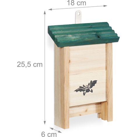 Rifugio per pipistrelli da esterno dal design estetico 25 x 20 x 15 cm in legno di abete naturale 130007564