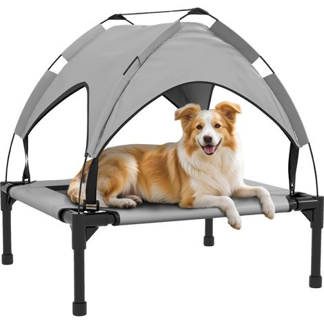 Cama elevada para perros, diseño transpirable, estructura de acero resistente, GRIS, 76 x 61 x 69,5 cm (1/2)