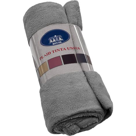 Coperta Plaid Morbida Vellutata Pile Caldo Soffice Avvolgente Divano Letto Poltrona Grigio - 130x160 cm