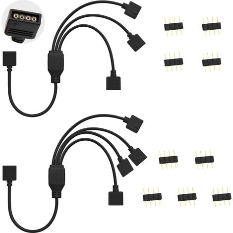 2 PCS Câble Répartiteur ARGB 5V 4 Broches, 1 Vers 3 et 1 Vers 4, Hub ARGB et Fan Splitter 30 cm, Cable RGB PC pour Ventilateur, Refroidisseur CPU, Bande LED, Compatible Carte Mère avec Adaptateur RGB (1/5)