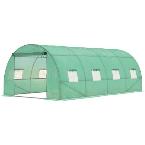 Invernadero de túnel de plástico 5,9 x 3 x 2 m con armazón de acero verde HOMVRA (1/5)
