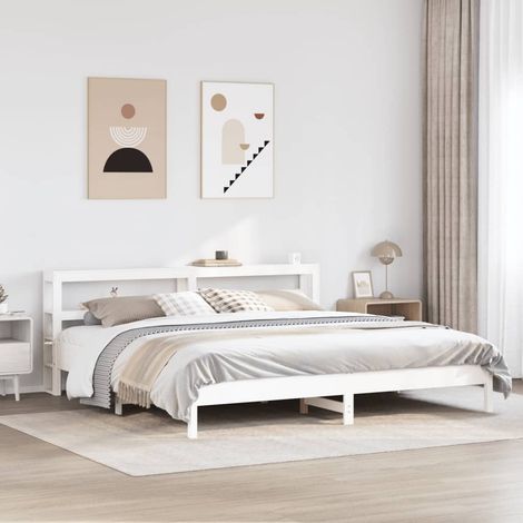 Estructura de cama sin colchón madera maciza blanca 200x200 cm
