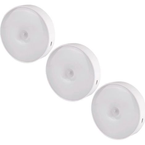 Lot de 3 veilleuses à détecteur de mouvement, lampes de chevet LED à piles, lampes sensorielles activées par le mouvement (1/5)