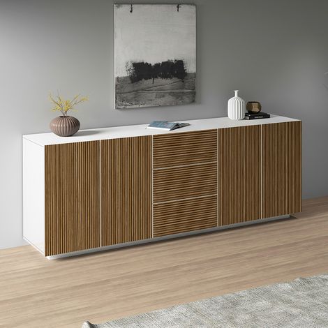 Buffet/bahut moderne 220 cm blanc mat/chêne clair Costarica (1/5)