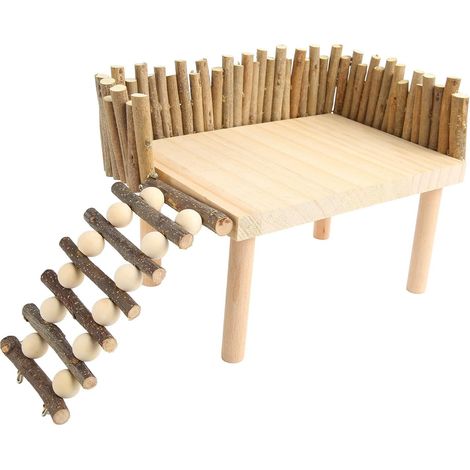 Wooden Activity Set for Hamsters and Small Animals with Climbing Platform Climbing Frame Tree Branch and Climbing Ladder (1/5)