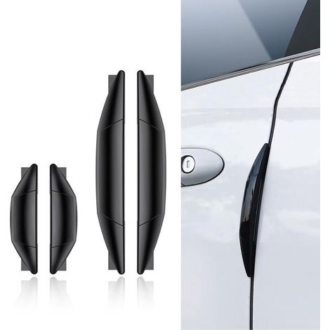 4 tiras anticolisión para puertas de coche - Cubiertas decorativas y de protección universal para puertas (Negro)
