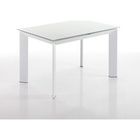 Tavolo allungabile in vetro temperato bianco cm. H.76xL.80xP.120 (1/3)
