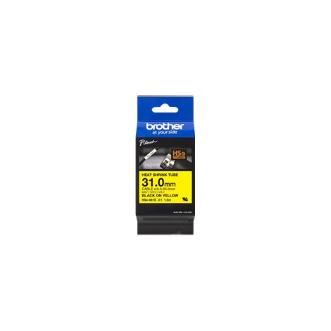 BROTHER Cinta tubo termorretractil. Texto negro sobre fondo amarillo. PTP900W, PTP950NW, PTD800W