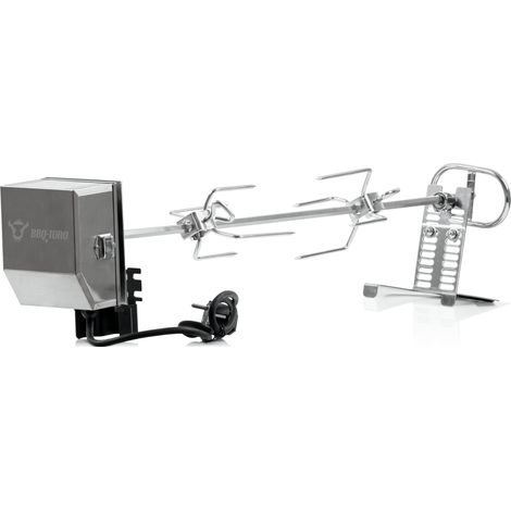 BBQ-Toro Edelstahl Grillspieß Set  79 cm  Motor 220V - 240V, 2 Fleischklammern